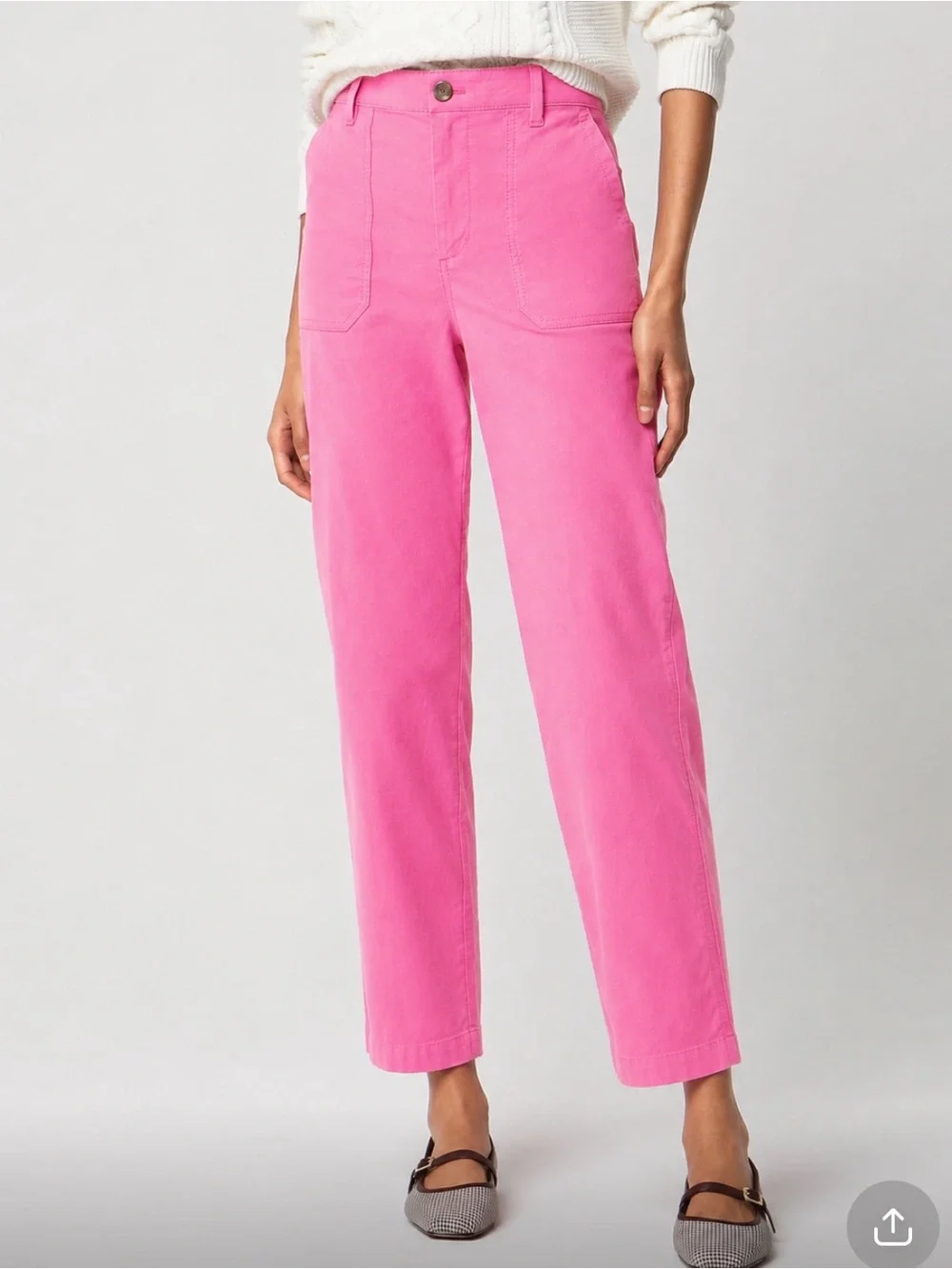 J. Crew Straight Leg High Rise Hot Pink Cotton Pant size 6 Tall